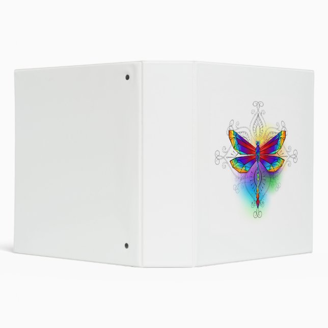 Rainbow Polygonal Dragonfly 3 Ring Binder (Background)