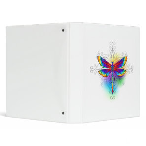 Rainbow Polygonal Dragonfly 3 Ring Binder