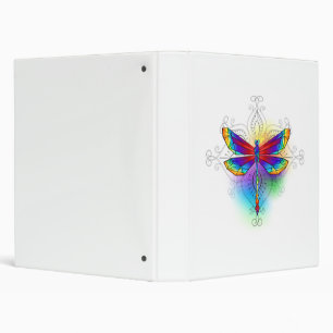Rainbow Polygonal Dragonfly 3 Ring Binder