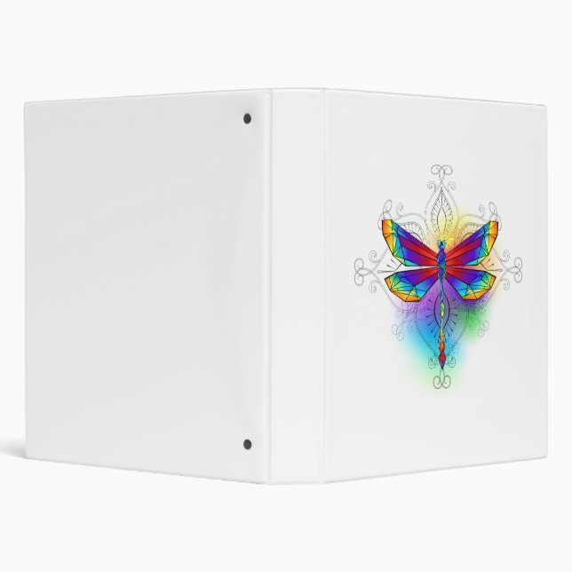 Rainbow Polygonal Dragonfly 3 Ring Binder (Background)