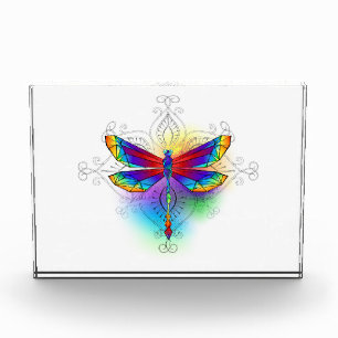 Rainbow Polygonal Dragonfly Acrylic Award