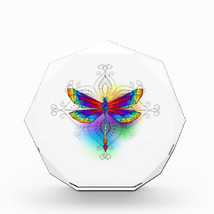 Rainbow Polygonal Dragonfly Acrylic Award