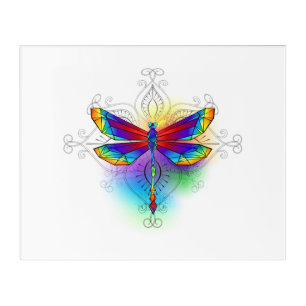 Rainbow Polygonal Dragonfly Acrylic Print