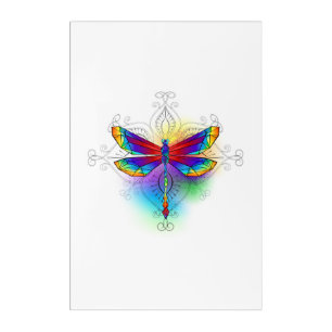 Rainbow Polygonal Dragonfly Acrylic Print