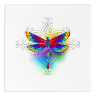 Rainbow Polygonal Dragonfly Acrylic Print