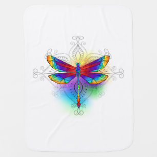Rainbow Polygonal Dragonfly Baby Blanket