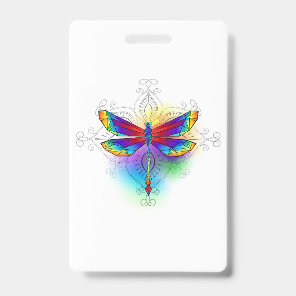 Rainbow Polygonal Dragonfly Badge