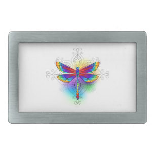 Rainbow Polygonal Dragonfly Belt Buckle