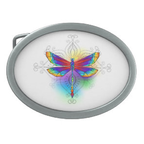 Rainbow Polygonal Dragonfly Belt Buckle