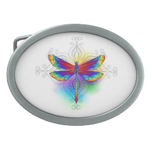 Rainbow Polygonal Dragonfly Belt Buckle