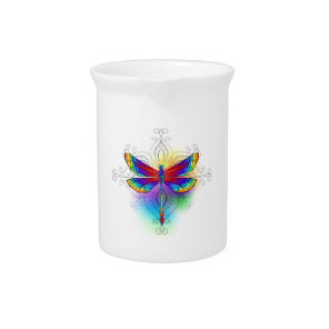 Rainbow Polygonal Dragonfly Beverage Pitcher