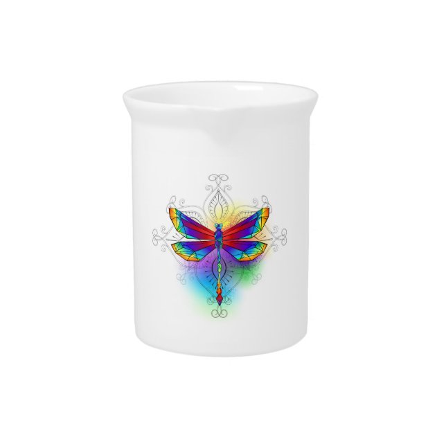 Rainbow Polygonal Dragonfly Beverage Pitcher (Front)