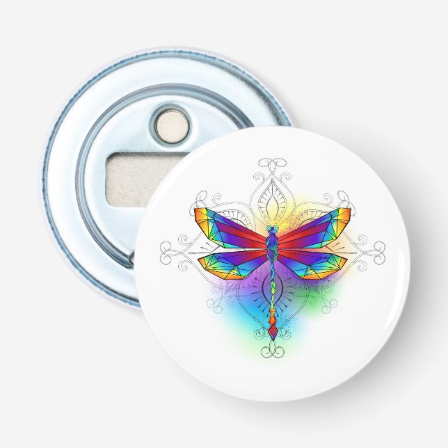 Rainbow Polygonal Dragonfly Bottle Opener (Front)