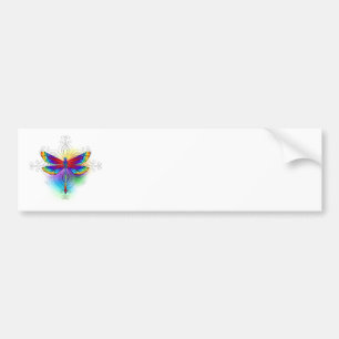 Rainbow Polygonal Dragonfly Bumper Sticker