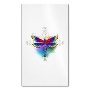 Rainbow Polygonal Dragonfly Business Card Magnet