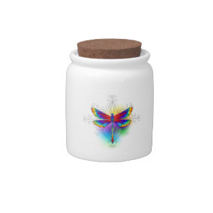 Rainbow Polygonal Dragonfly Candy Jar