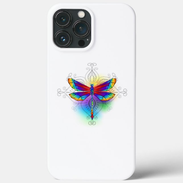 Rainbow Polygonal Dragonfly Case-Mate iPhone Case (Back)