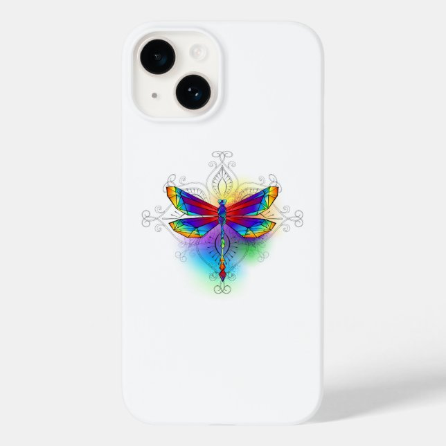 Rainbow Polygonal Dragonfly Case-Mate iPhone Case (Back)