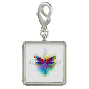 Rainbow Polygonal Dragonfly Charm