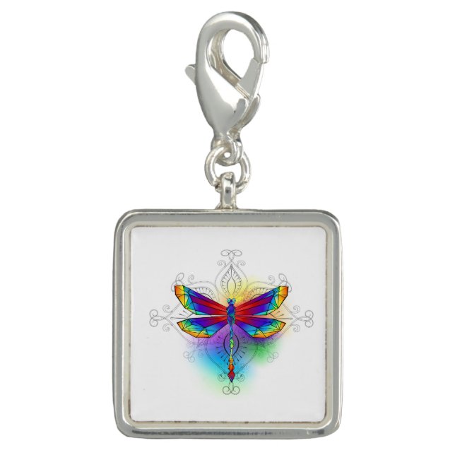 Rainbow Polygonal Dragonfly Charm (Front)