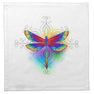 Rainbow Polygonal Dragonfly Cloth Napkin