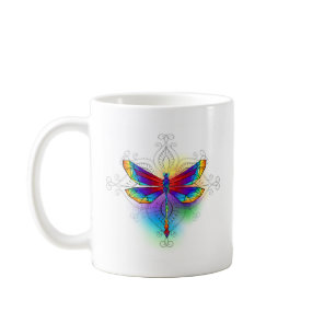 Rainbow Polygonal Dragonfly Coffee Mug