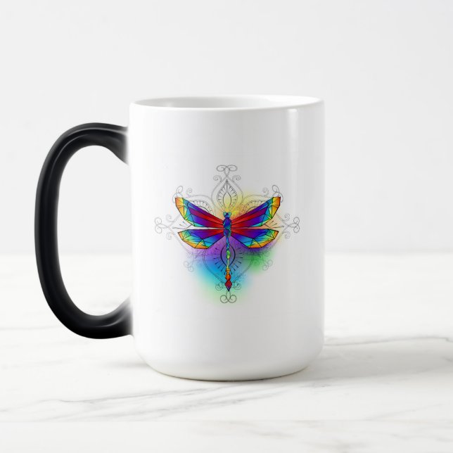 Rainbow Polygonal Dragonfly Color Morph Mug (Left)