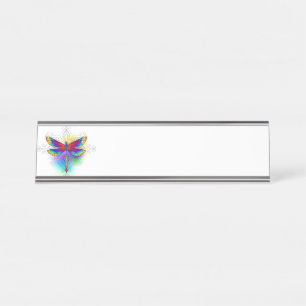 Rainbow Polygonal Dragonfly Desk Name Plate