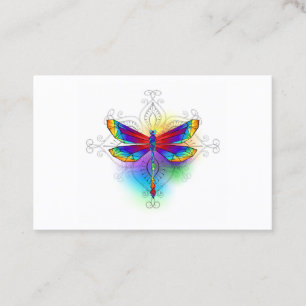 Rainbow Polygonal Dragonfly Discount Card