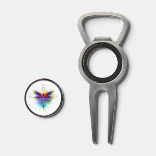 Rainbow Polygonal Dragonfly Divot Tool
