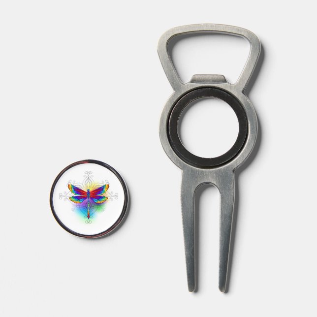 Rainbow Polygonal Dragonfly Divot Tool (Front (Open))