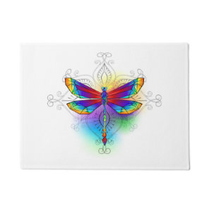 Rainbow Polygonal Dragonfly Doormat