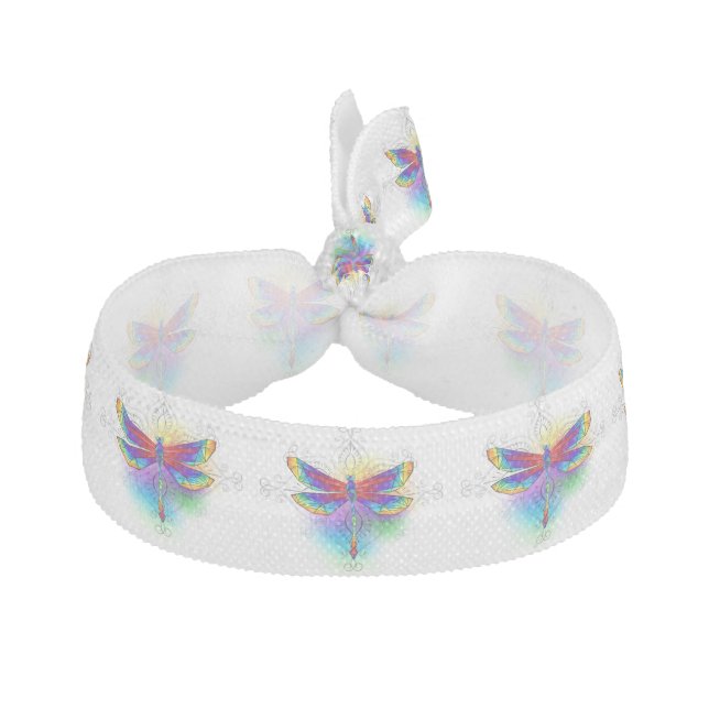 Rainbow Polygonal Dragonfly Elastic Hair Tie (Front)