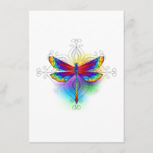 Rainbow Polygonal Dragonfly Enclosure Card