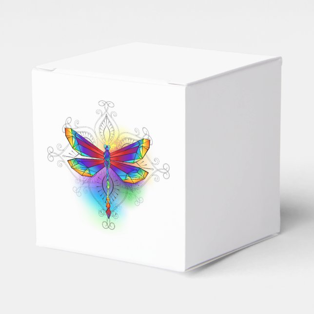 Rainbow Polygonal Dragonfly Favor Boxes (Front Side)