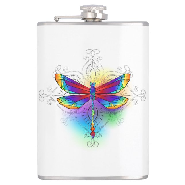 Rainbow Polygonal Dragonfly Flask (Front)