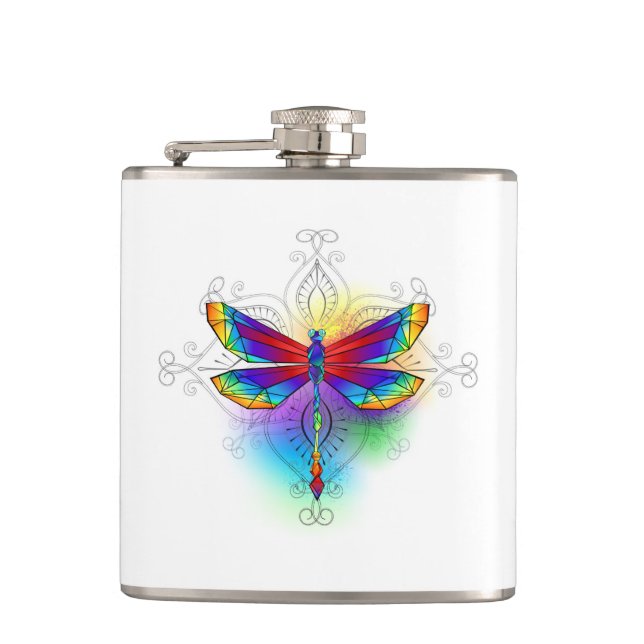 Rainbow Polygonal Dragonfly Flask (Front)