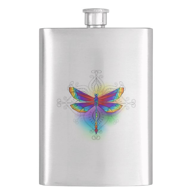 Rainbow Polygonal Dragonfly Flask (Front)