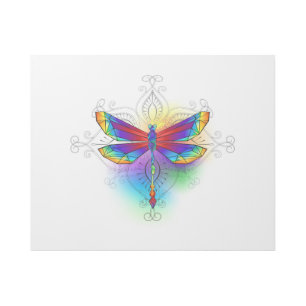 Rainbow Polygonal Dragonfly Gallery Wrap