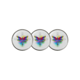 Rainbow Polygonal Dragonfly Golf Ball Marker
