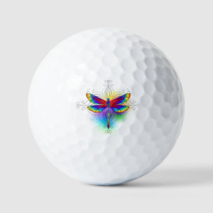 Rainbow Polygonal Dragonfly Golf Balls