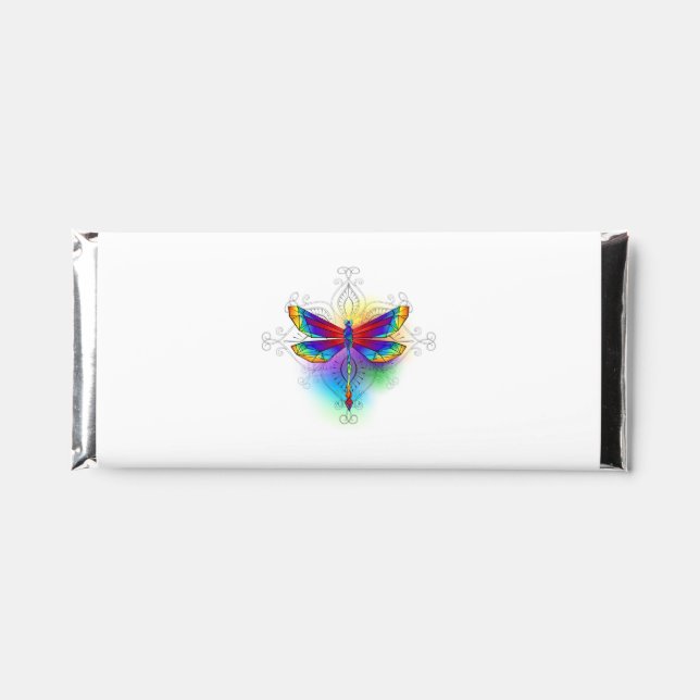 Rainbow Polygonal Dragonfly Hershey Bar Favors (Front)