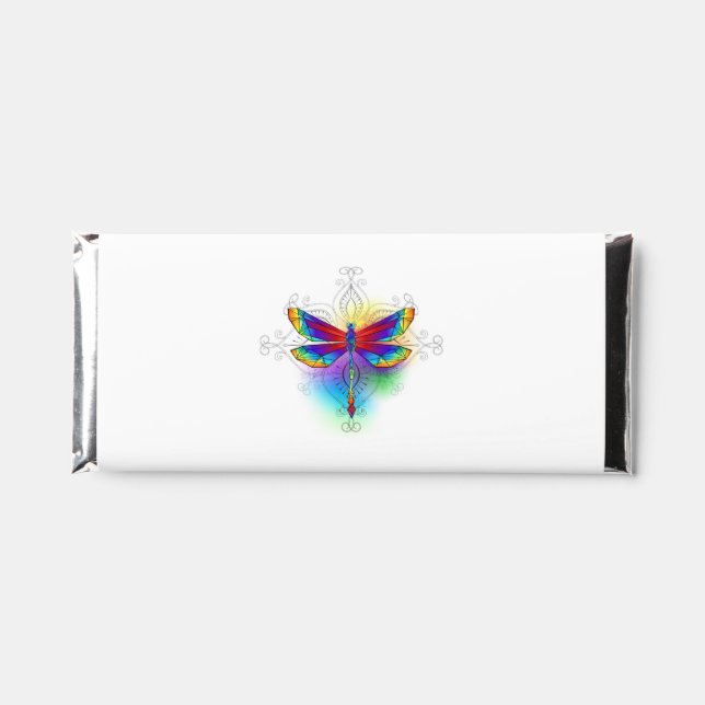 Rainbow Polygonal Dragonfly Hershey Bar Favors (Front)