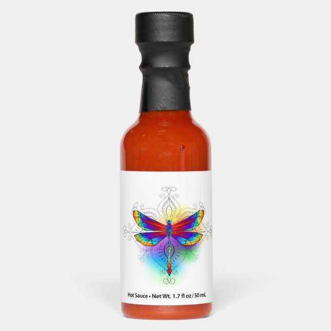 Rainbow Polygonal Dragonfly Hot Sauces (Front)