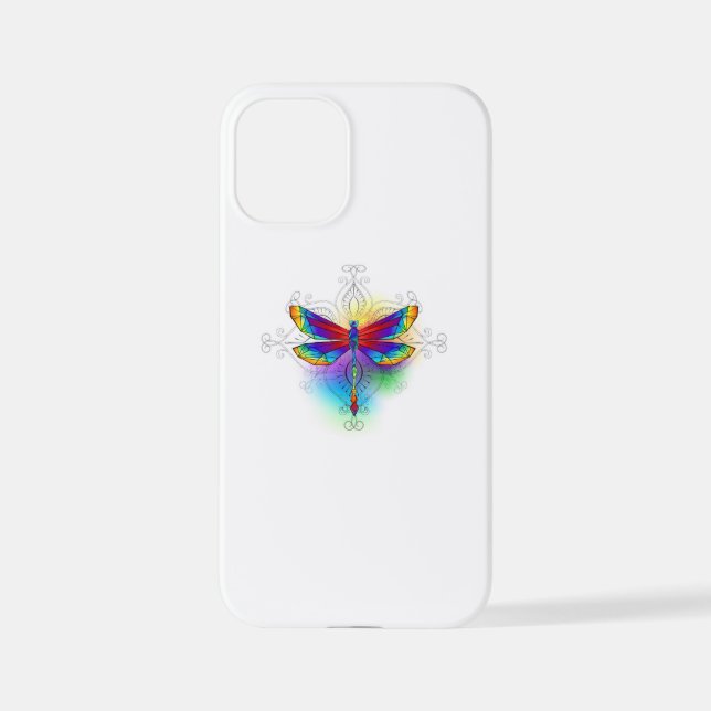 Rainbow Polygonal Dragonfly iPhone Case (Back)