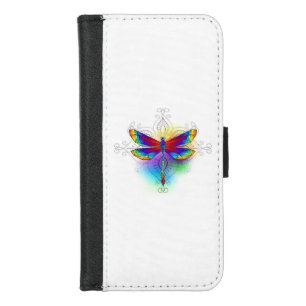 Rainbow Polygonal Dragonfly iPhone 8/7 Wallet Case