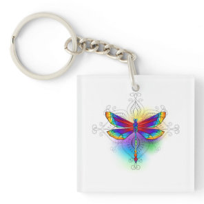 Rainbow Polygonal Dragonfly Keychain