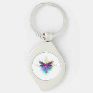 Rainbow Polygonal Dragonfly Keychain
