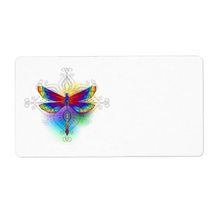 Rainbow Polygonal Dragonfly Label