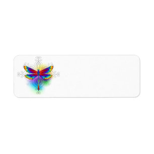 Rainbow Polygonal Dragonfly Label